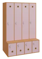 SSB - 180 - 120 šatní skříň s botníkem, 4-dvéřová, 1800x1200x400/600 mm, korpus buk royal, dvířka pa